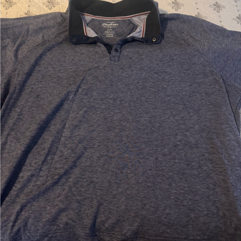 Men's Heathered Blue V-Neck Sweater